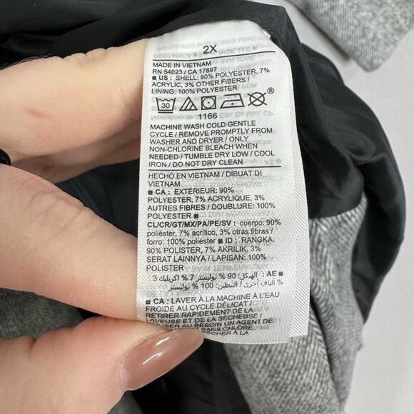 Old Navy Twill Double Breasted Coat Womens 2X Gray Long Slouchy Old Money Jacket - Picture 14 of 15